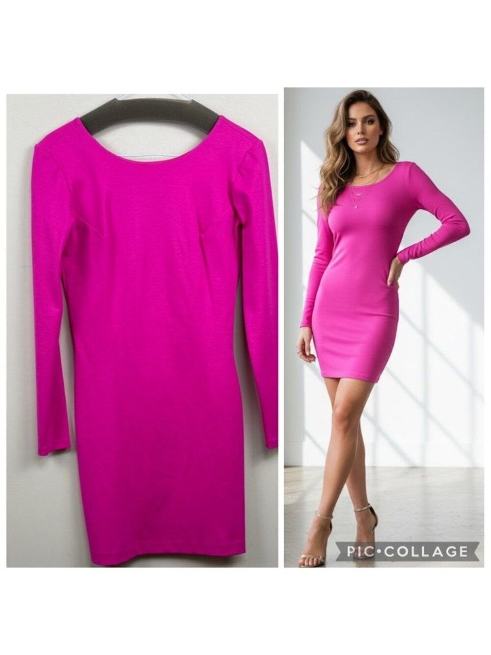 AMANDA UPRICHARD hot pink ponte sheath dress with open back and bow detail